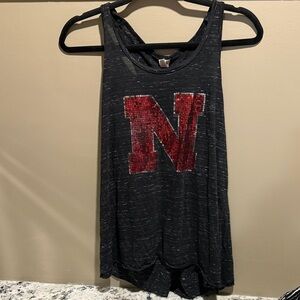 Black Sleeveless Top with Red Sequin Letter